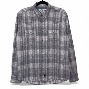 Wrangler Retro Premium Western Snap Button Down Paisley Print Grey Large
